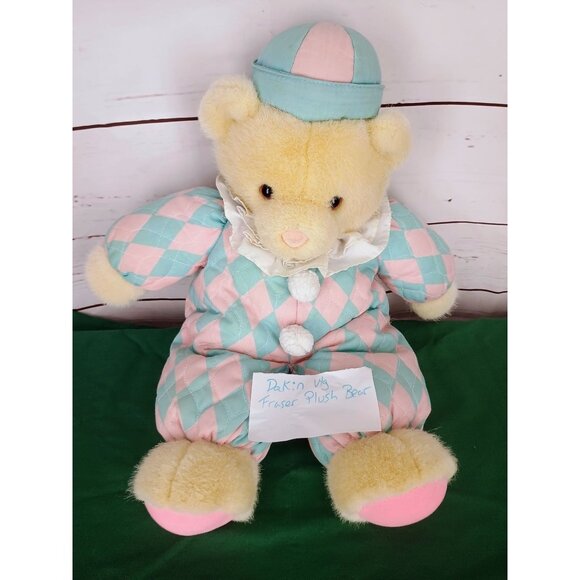 DAKIN Vtge Fraser Collection Baby Circus Bear Squishy Plush Blue Pink 18"‎ - Picture 1 of 6